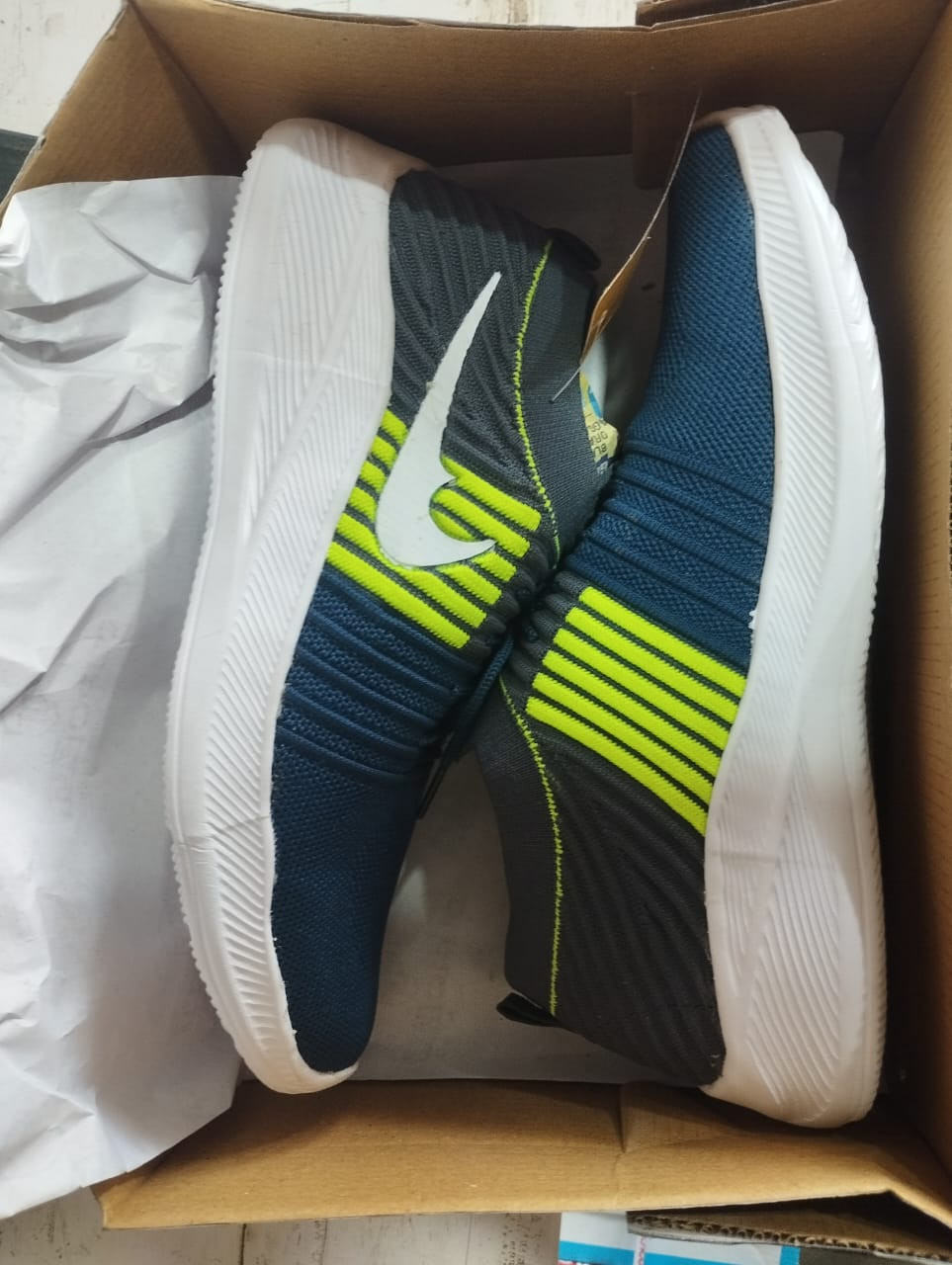 Shoes color- Navy,light green border. Size-8